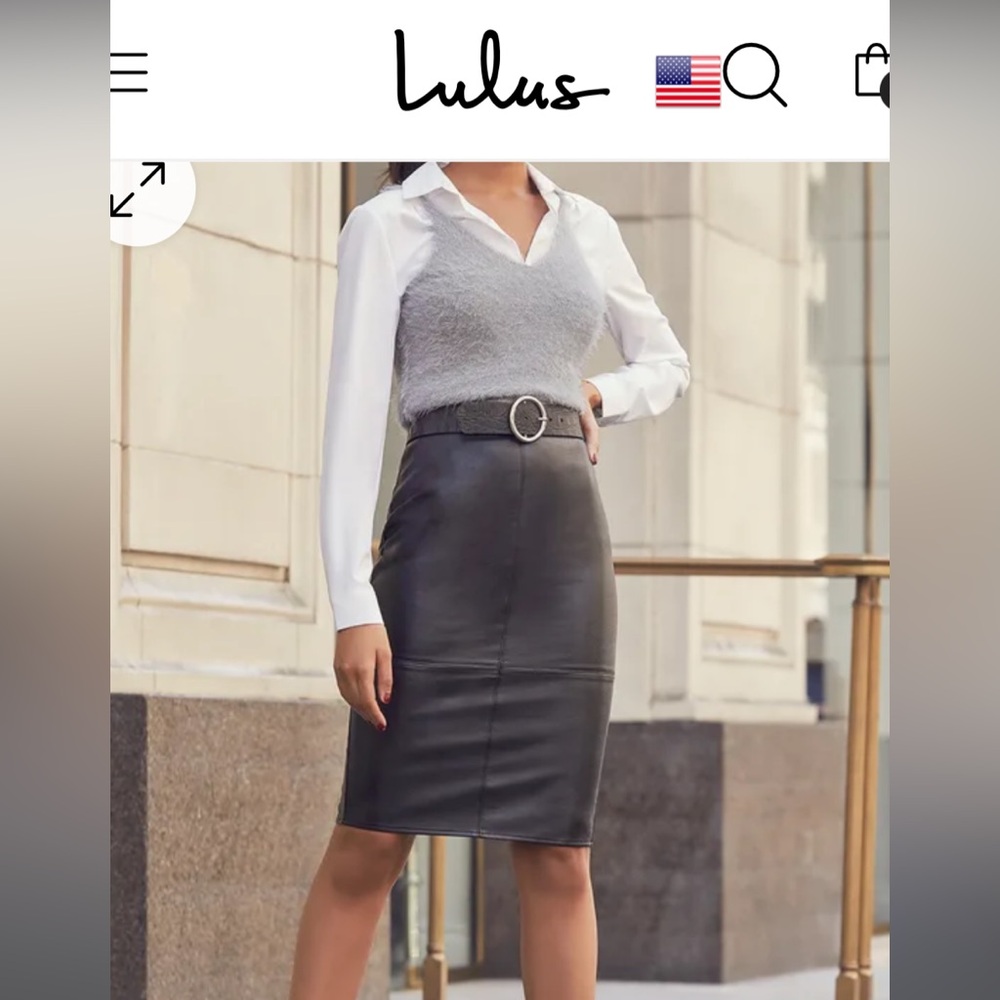 T30. Lulus She's Irresistible Black Vegan Leather Pencil Skirt